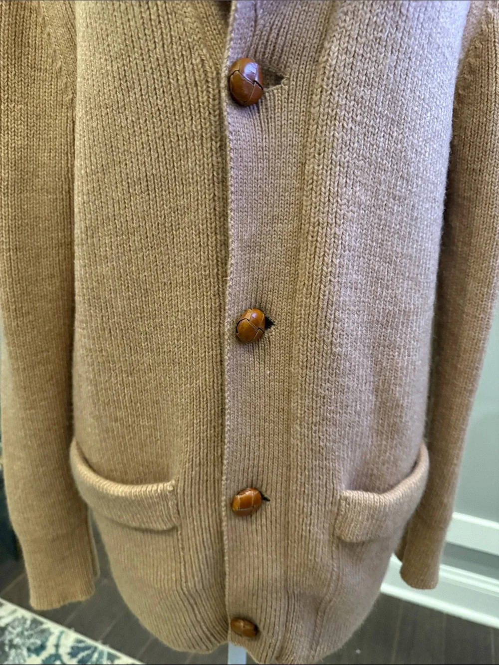 Vintage RARE BATTAGLIA Beverly Hills Camel Hair Sweater Coat Blazer Large Italy